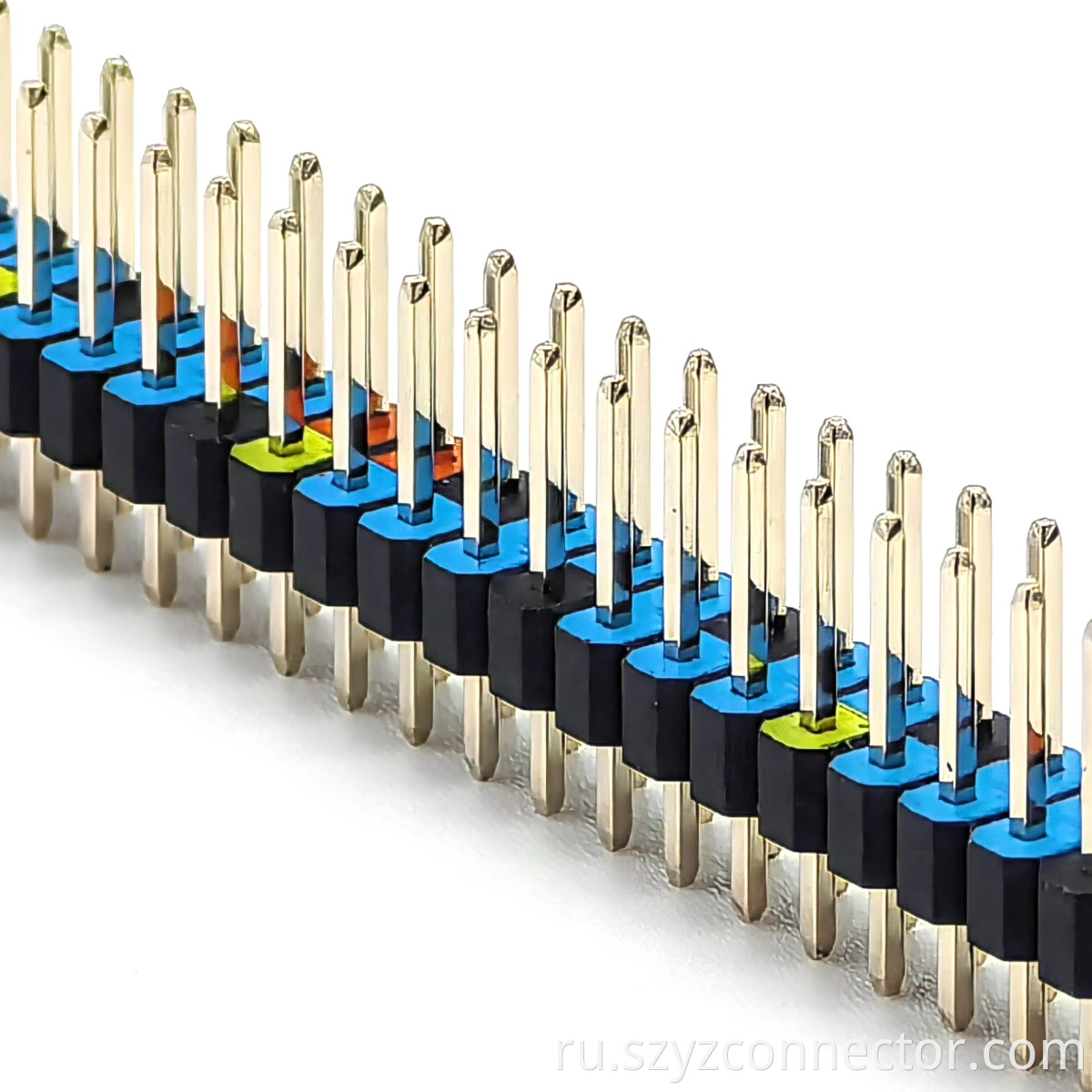 2.54mm Pitch Colored Pin Header Connector Dual Row Straight SQ0.64mm H:2.5mm 2*40P